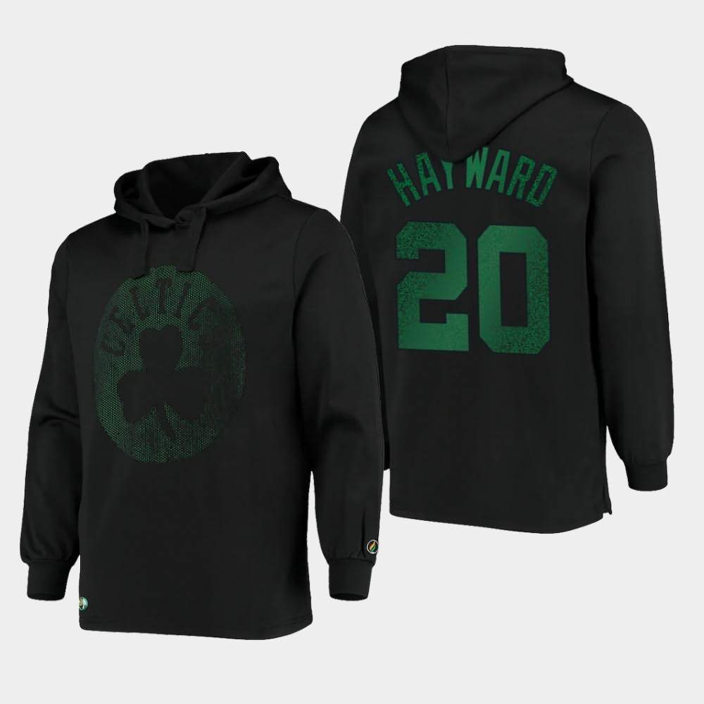 Men's Boston Celtics #20 Gordon Hayward Black Pullover Contrast Perforated Hoodie VHK31E5K
