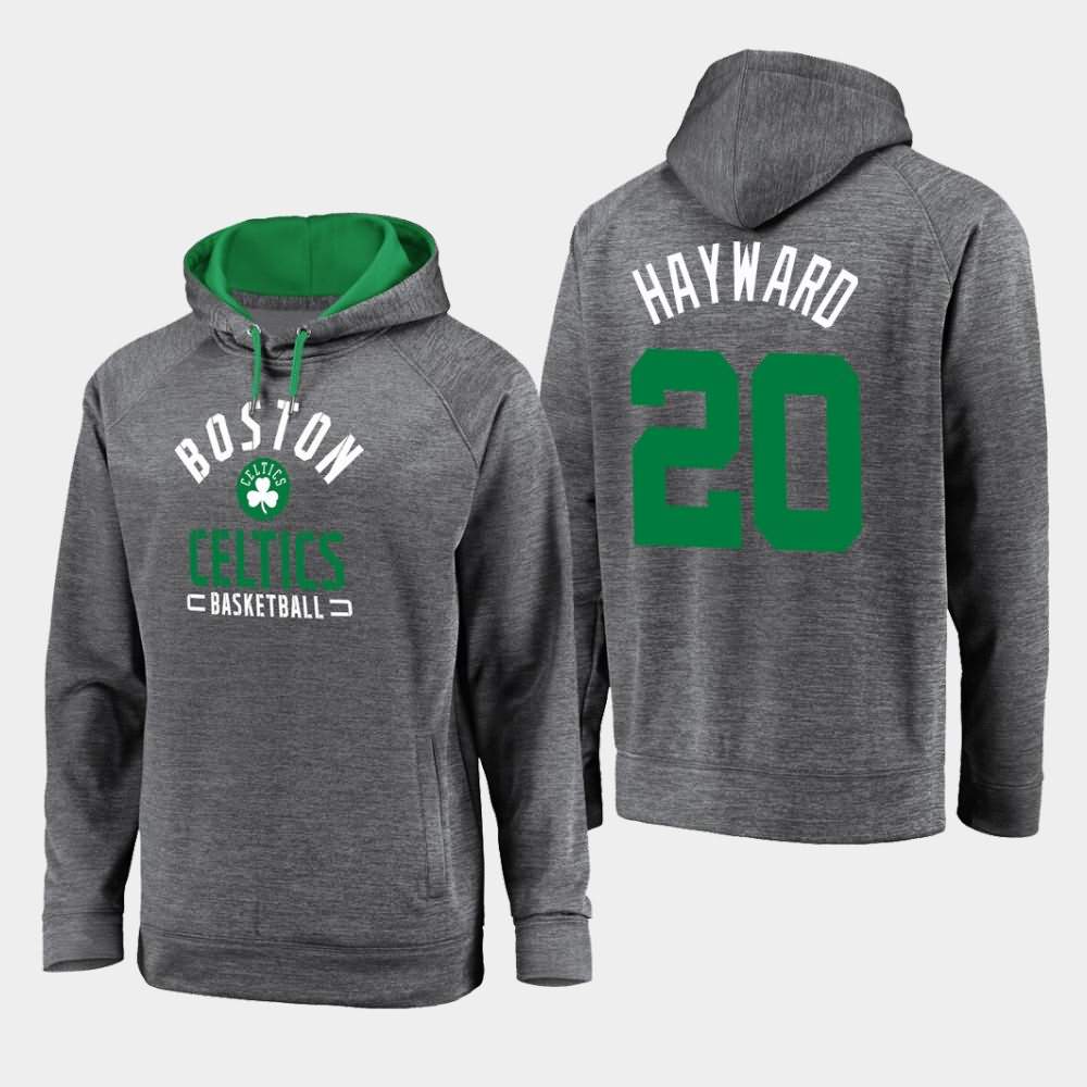 Men's Boston Celtics #20 Gordon Hayward Gray Raglan Pullover Battle Charged Hoodie DKG33E3F