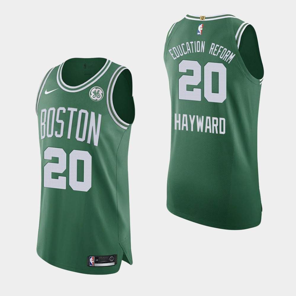 Men's Boston Celtics #20 Gordon Hayward Green Icon GE Patch Education Reform Orlando Return Jersey XTT00E2N