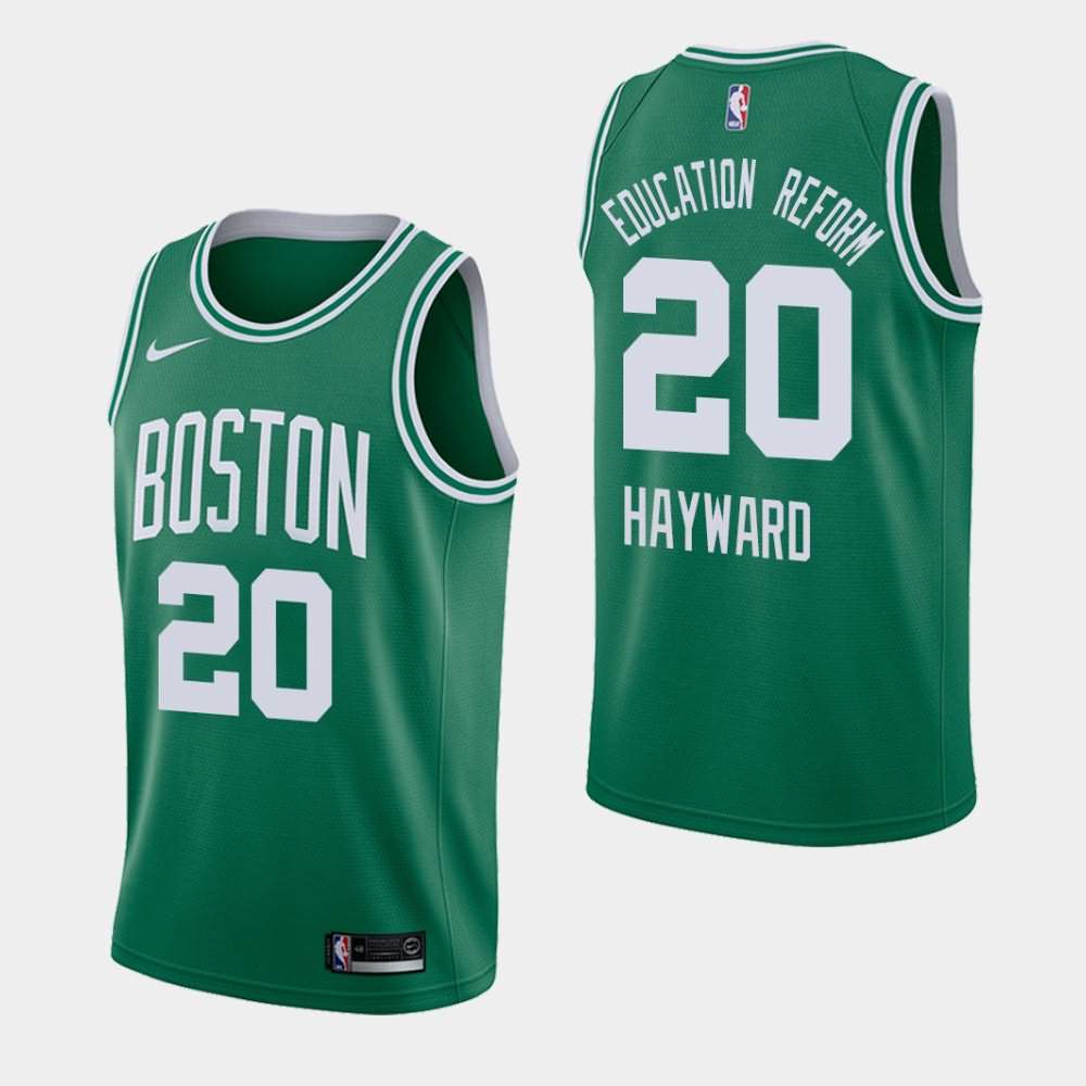 Men's Boston Celtics #20 Gordon Hayward Green Icon Education Reform Orlando Return Jersey XYN66E0G