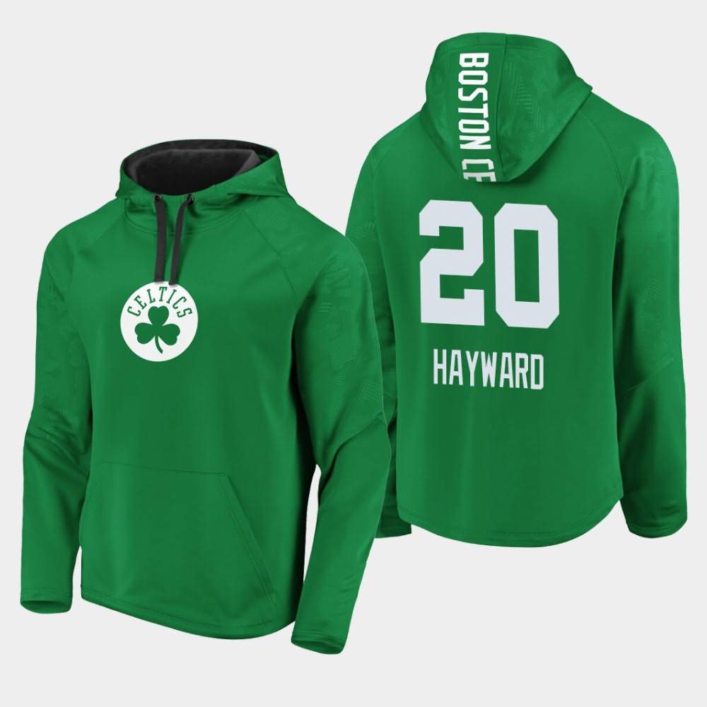 Men's Boston Celtics #20 Gordon Hayward Kelly Green Defender Performance Primary Logo Iconic Hoodie BOL25E5I