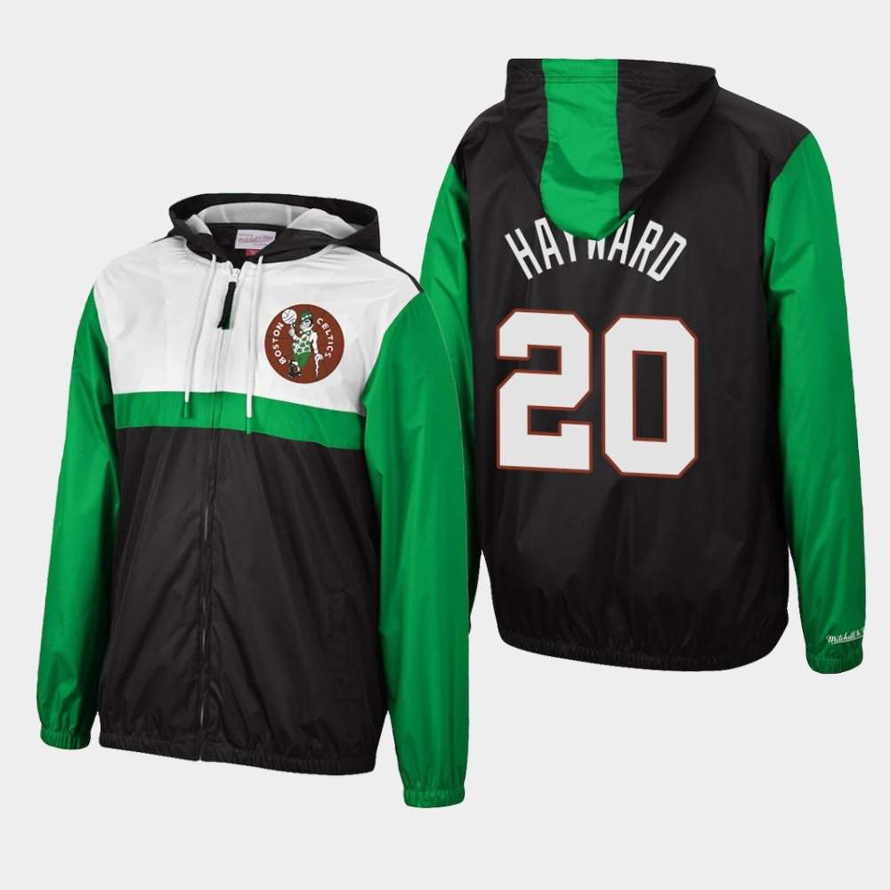 Men's Boston Celtics #20 Gordon Hayward Black Hardwood Classics Full-Zip Windbreaker Margin of Victory Jacket LNI21E3G