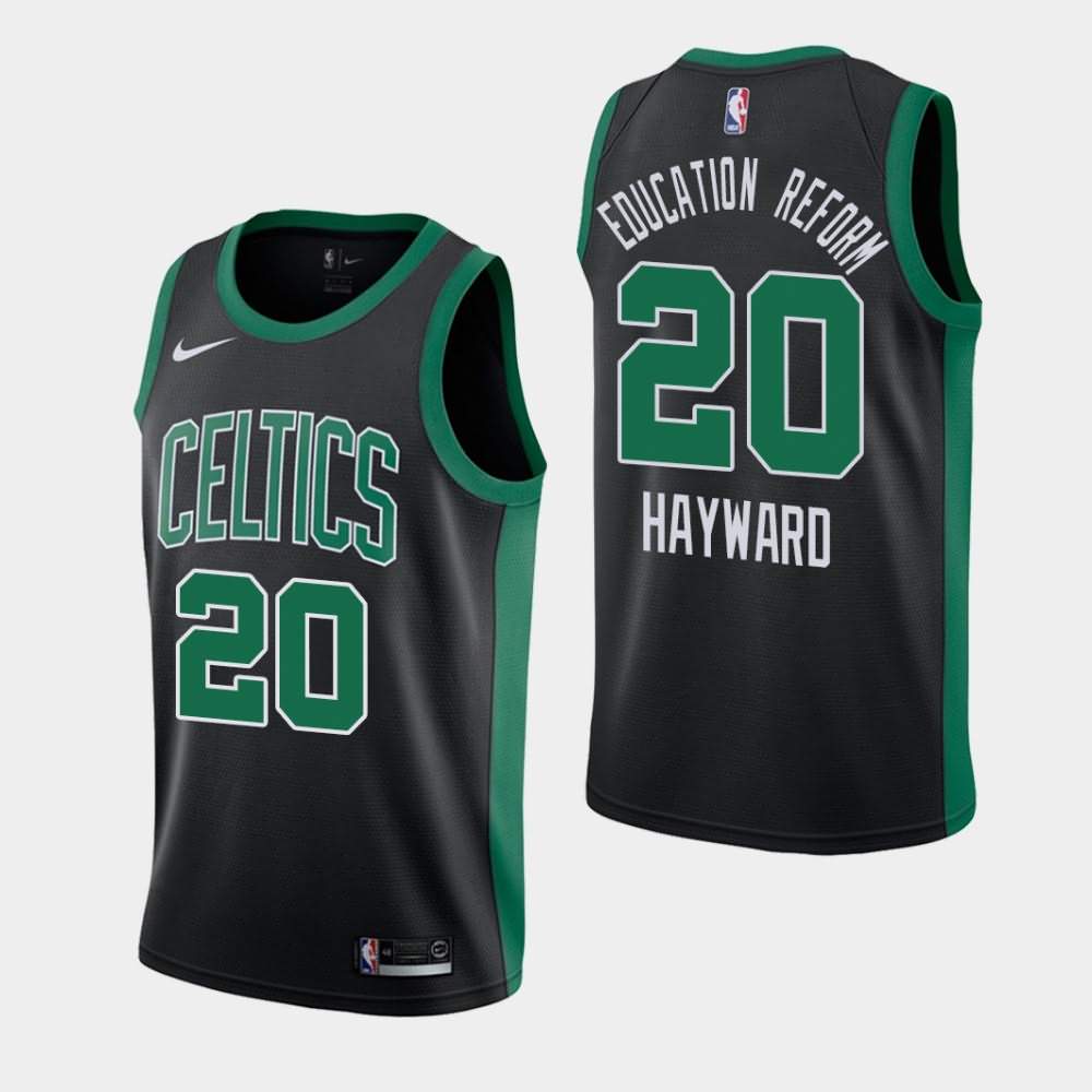 Men's Boston Celtics #20 Gordon Hayward Black Statement Education Reform Orlando Return Jersey ZNK28E3N