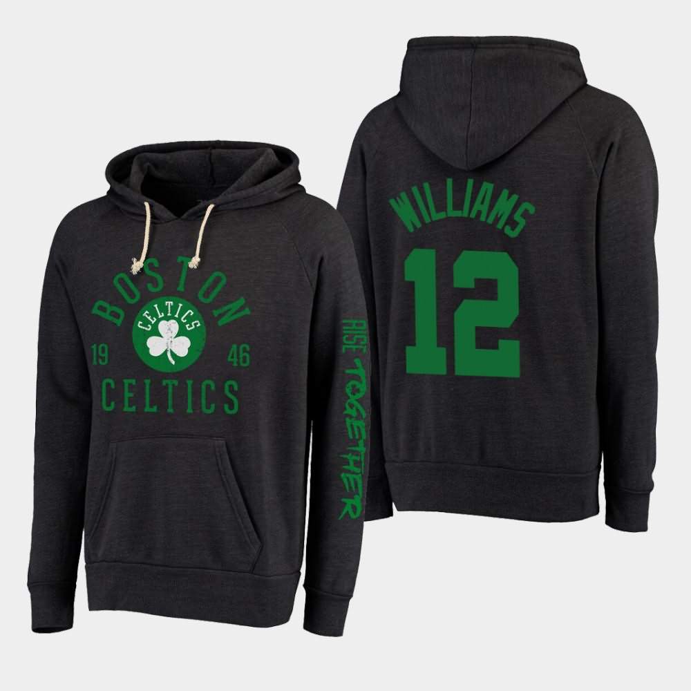 Men's Boston Celtics #12 Grant Williams Black Threads Tri-Blend Rise Together Hoodie LZE13E2G