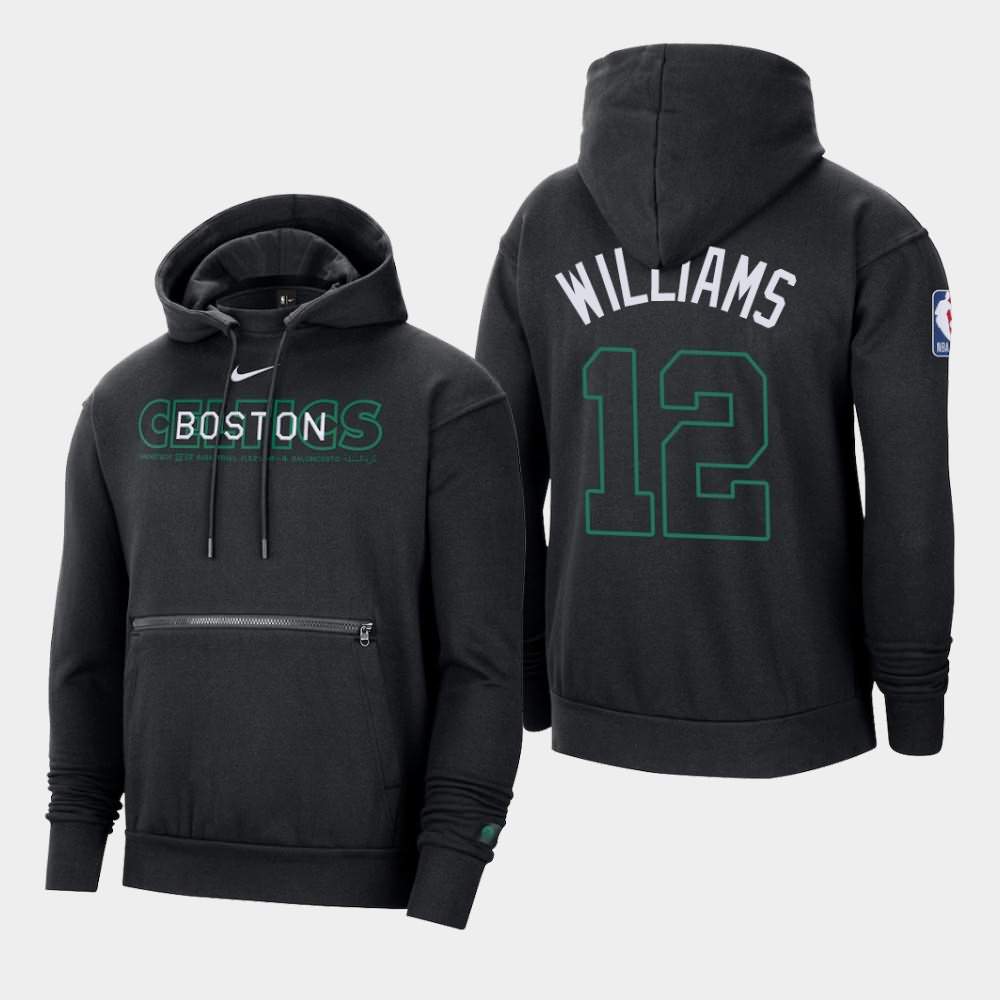 Men's Boston Celtics #12 Grant Williams Black Global Exploration Pullover Courtside Hoodie LCL00E1V