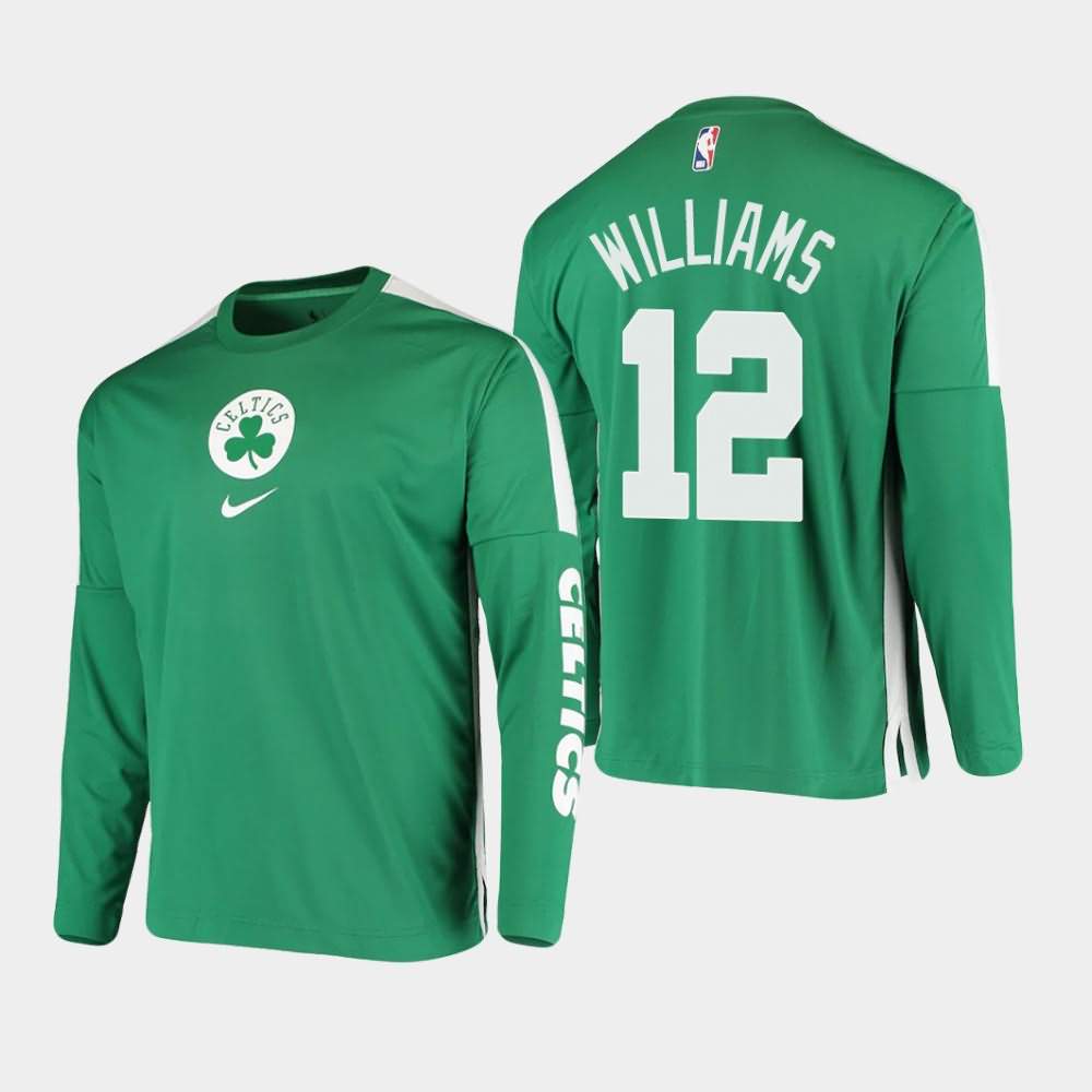 Men's Boston Celtics #12 Grant Williams Kelly Green Long Sleeve Shooting Performance T-Shirt QKV85E1Z
