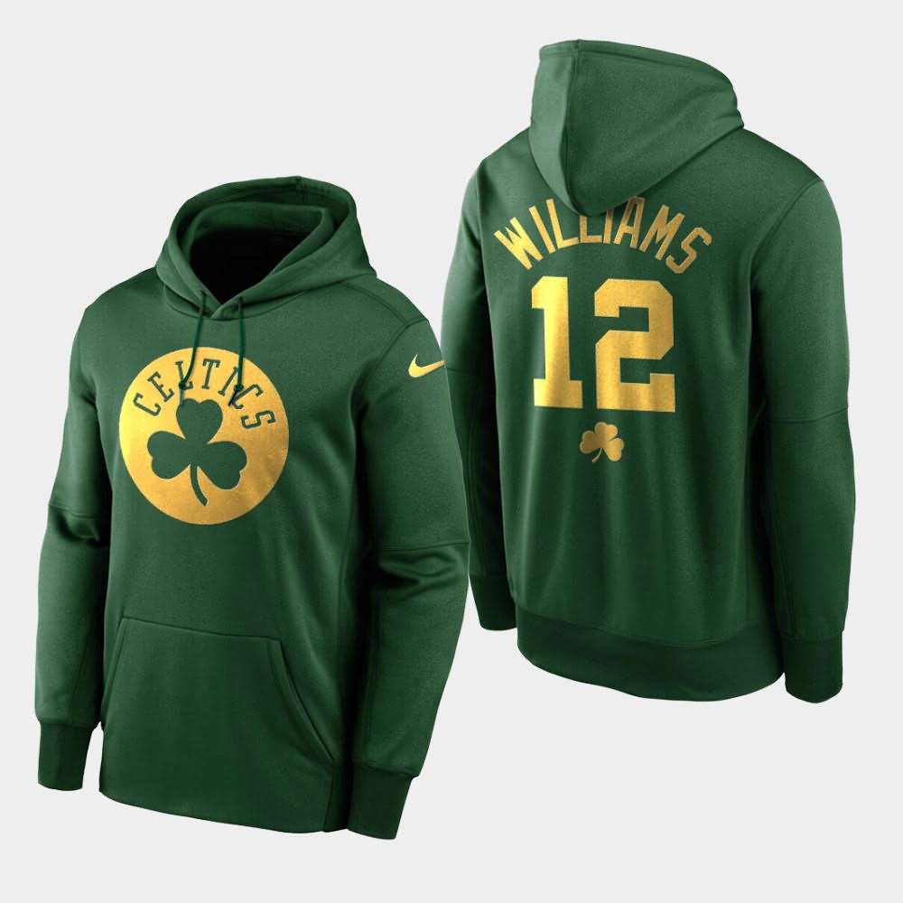 Men's Boston Celtics #12 Grant Williams Green Golden Edition St. Patrick's Day Hoodie SZN76E4S