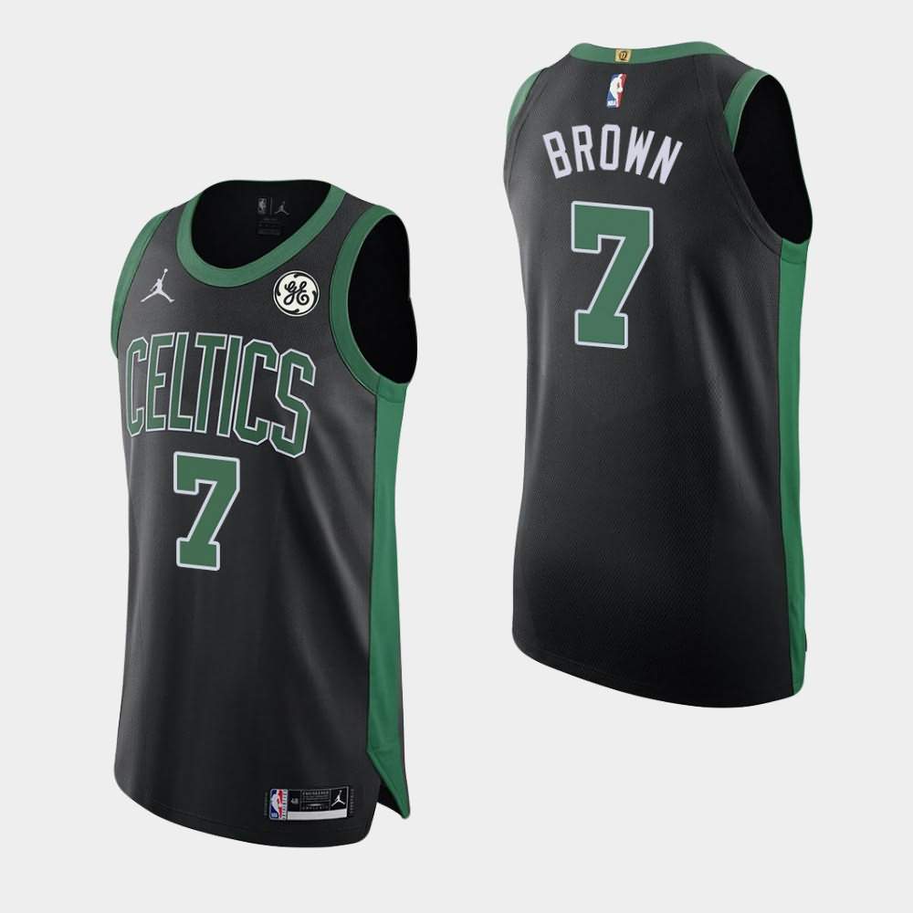 Men's Boston Celtics #7 Jaylen Brown Black 2020-21 GE Patch Statement Jersey LDF26E1Y