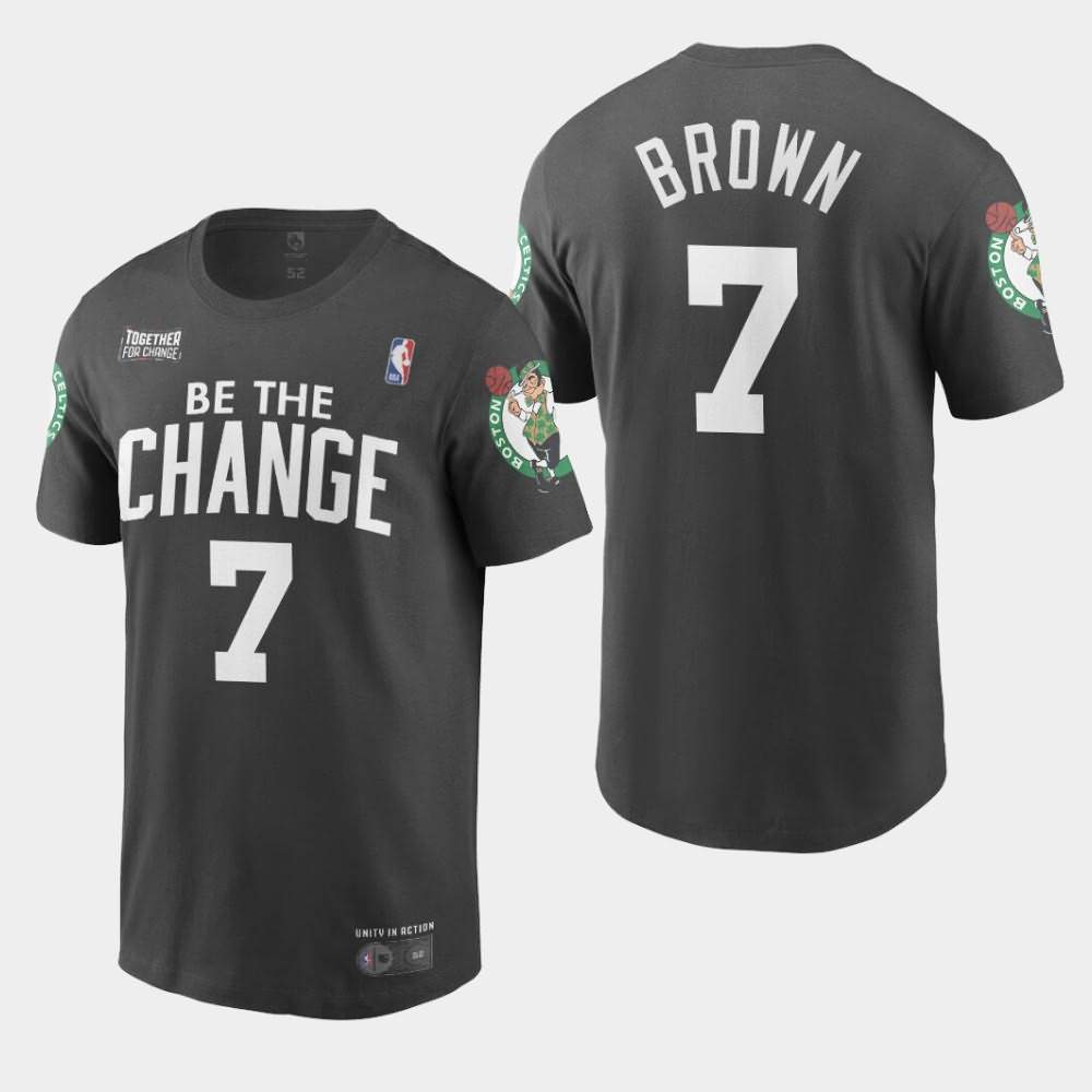 Men's Boston Celtics #7 Jaylen Brown Black Be The Change BLM Statement T-Shirt BBB44E1D