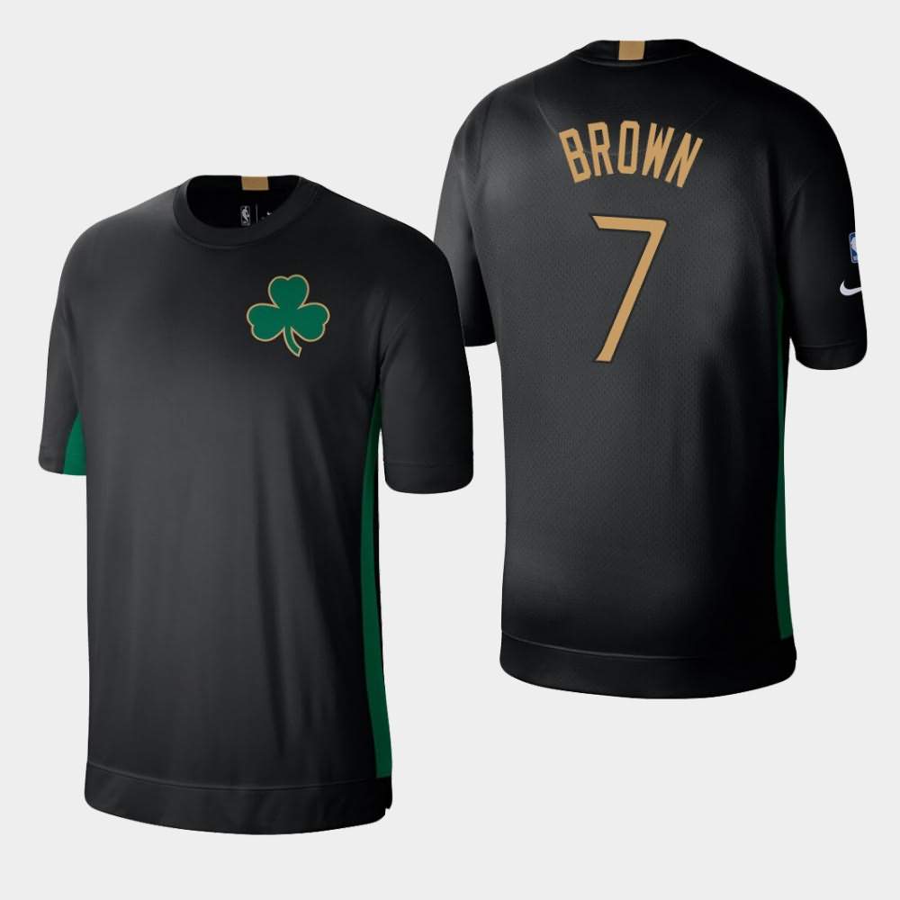 Men's Boston Celtics #7 Jaylen Brown Black Kelly Green 2.0 Shooting Performance City T-Shirt PDD80E6D