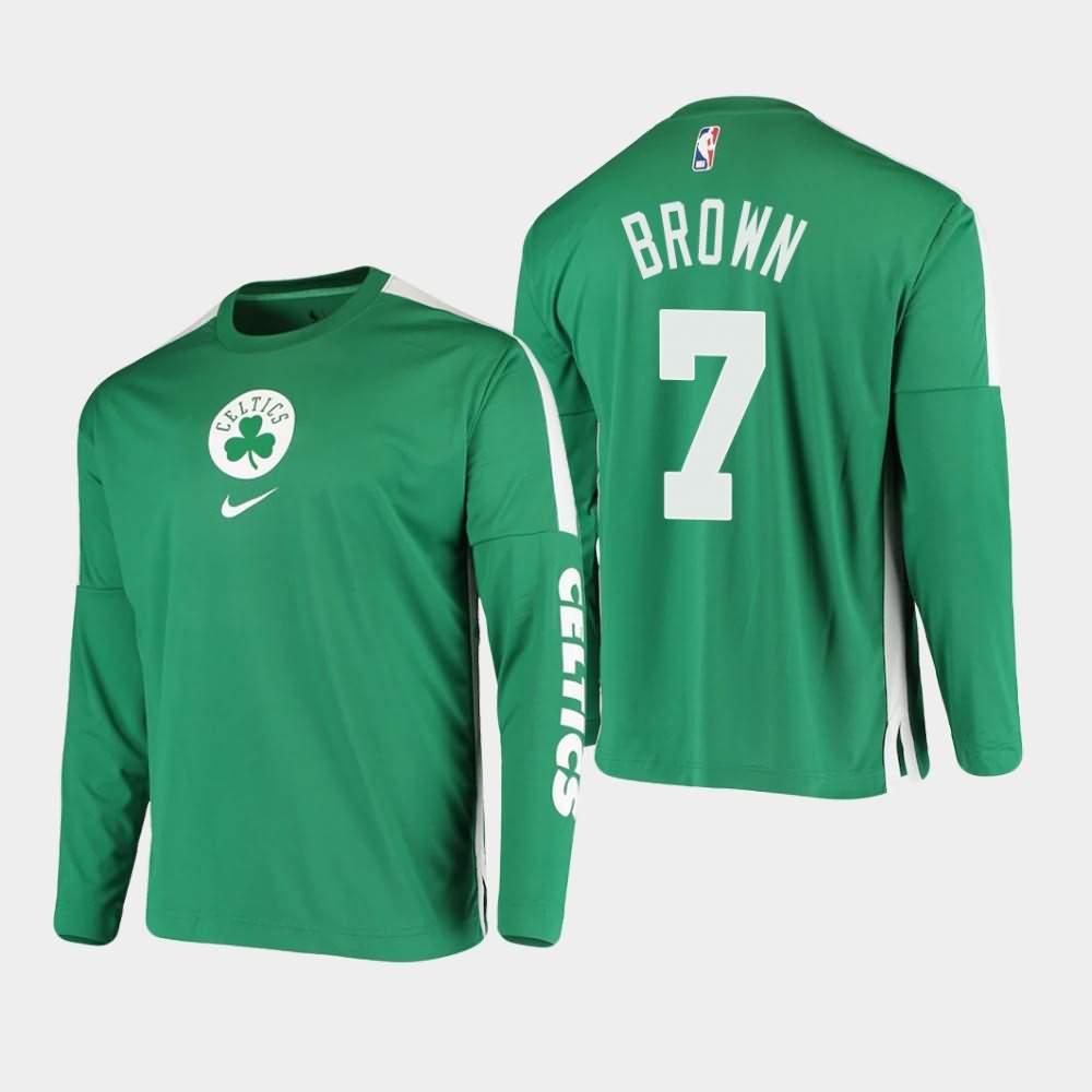 Men's Boston Celtics #7 Jaylen Brown Kelly Green Long Sleeve Shooting Performance T-Shirt CZF75E3V