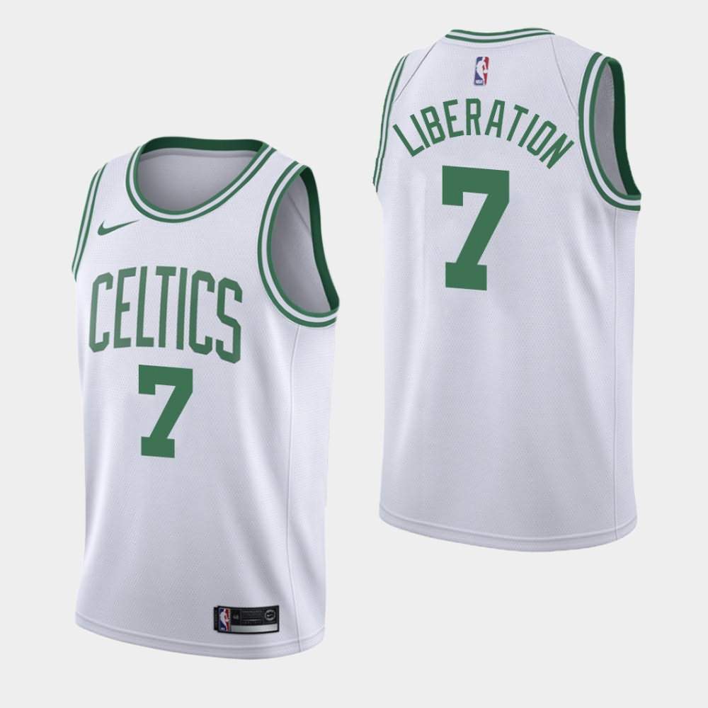Men's Boston Celtics #7 Jaylen Brown White Social Justice Jersey MDO30E0W