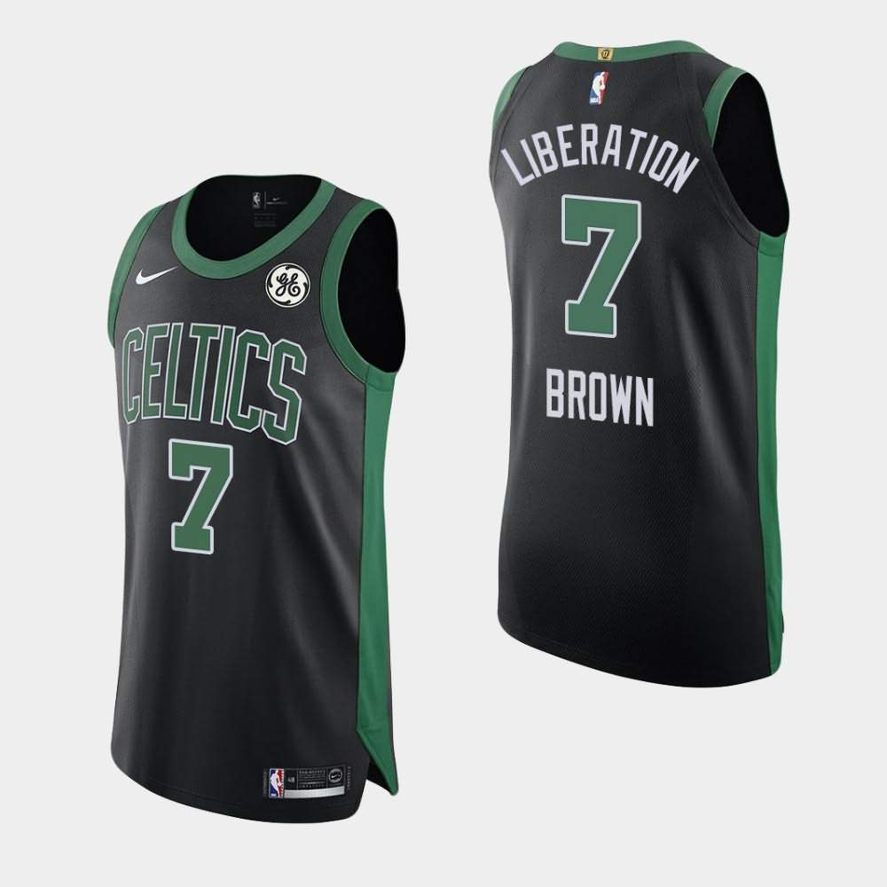 Men's Boston Celtics #7 Jaylen Brown Black Statement GE Patch Liberation Orlando Return Jersey YOT54E7C