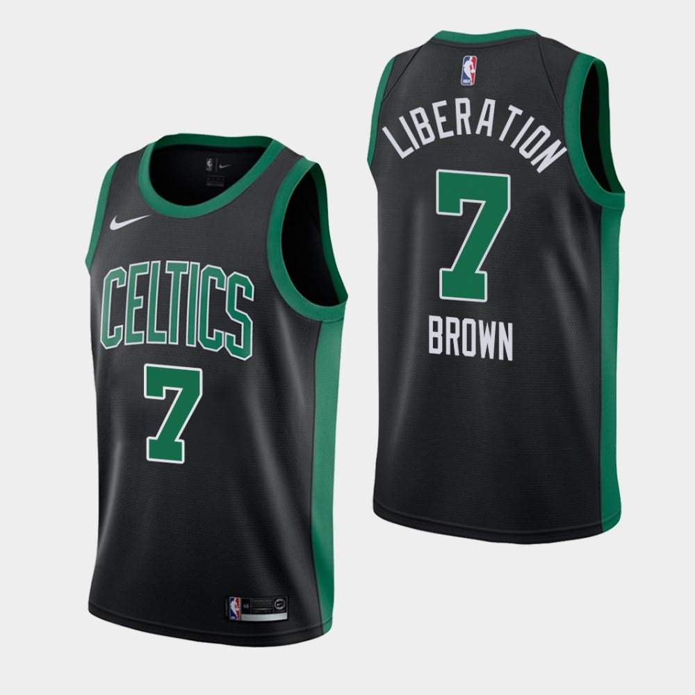 Men's Boston Celtics #7 Jaylen Brown Black Statement Liberation Orlando Return Jersey KAV62E3X
