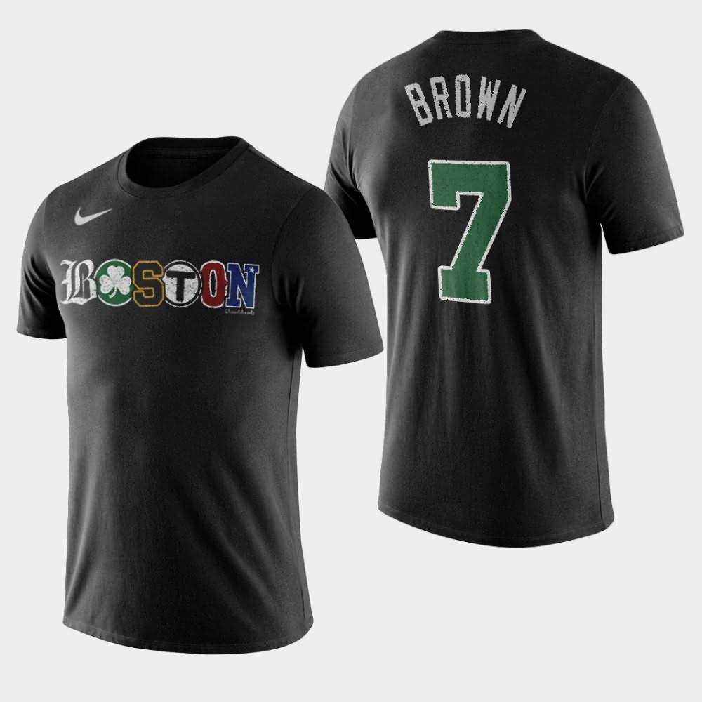 Men's Boston Celtics #7 Jaylen Brown Black Lightweight Townie Pride T-Shirt DEJ42E7Q