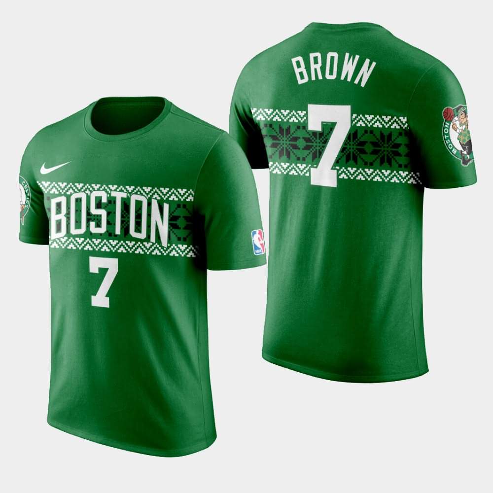 Men's Boston Celtics #7 Jaylen Brown Kelly Green Ugly Christmas T-Shirt YFP66E4N