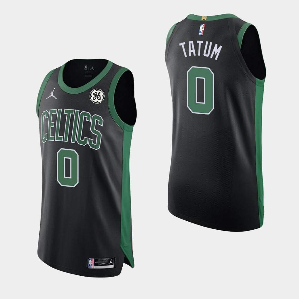 Men's Boston Celtics #0 Jayson Tatum Black 2020-21 GE Patch Statement Jersey WPP46E1A