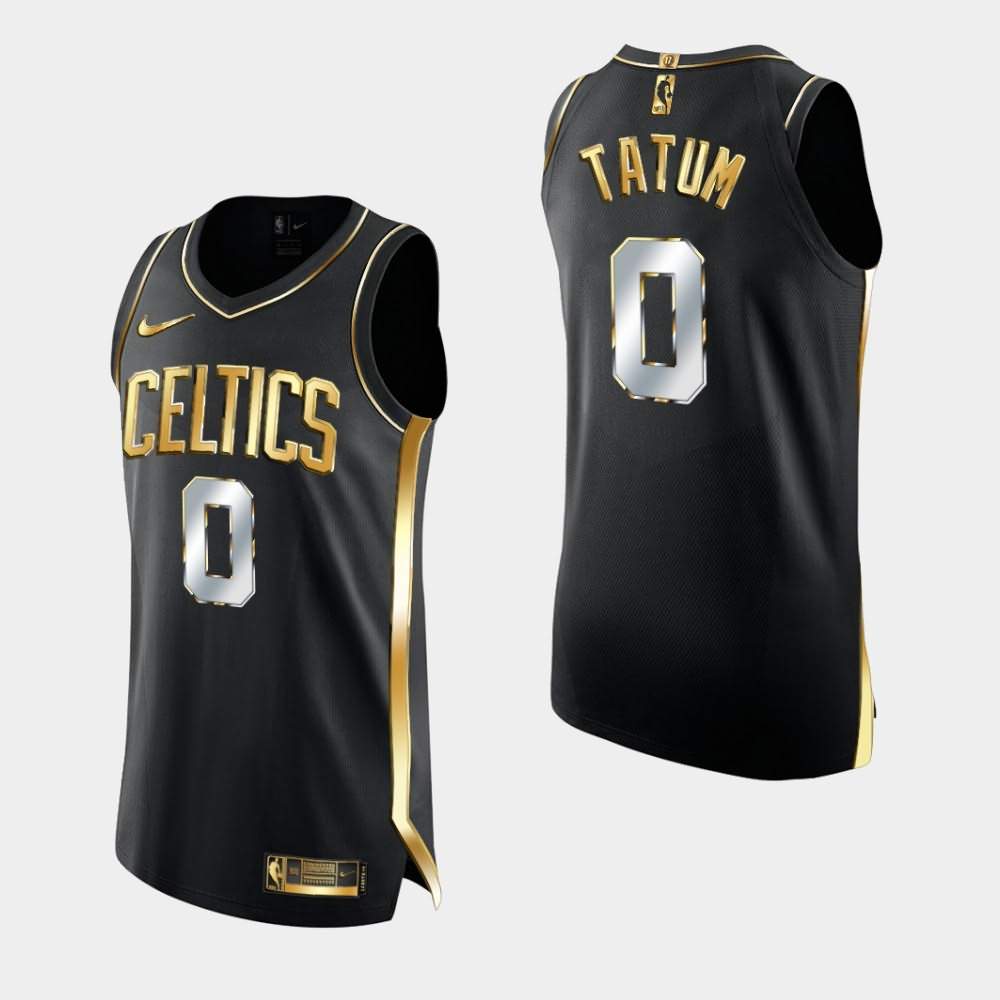 Men's Boston Celtics #0 Jayson Tatum Black Limited Edition Authentic Golden Jersey MXB56E8T