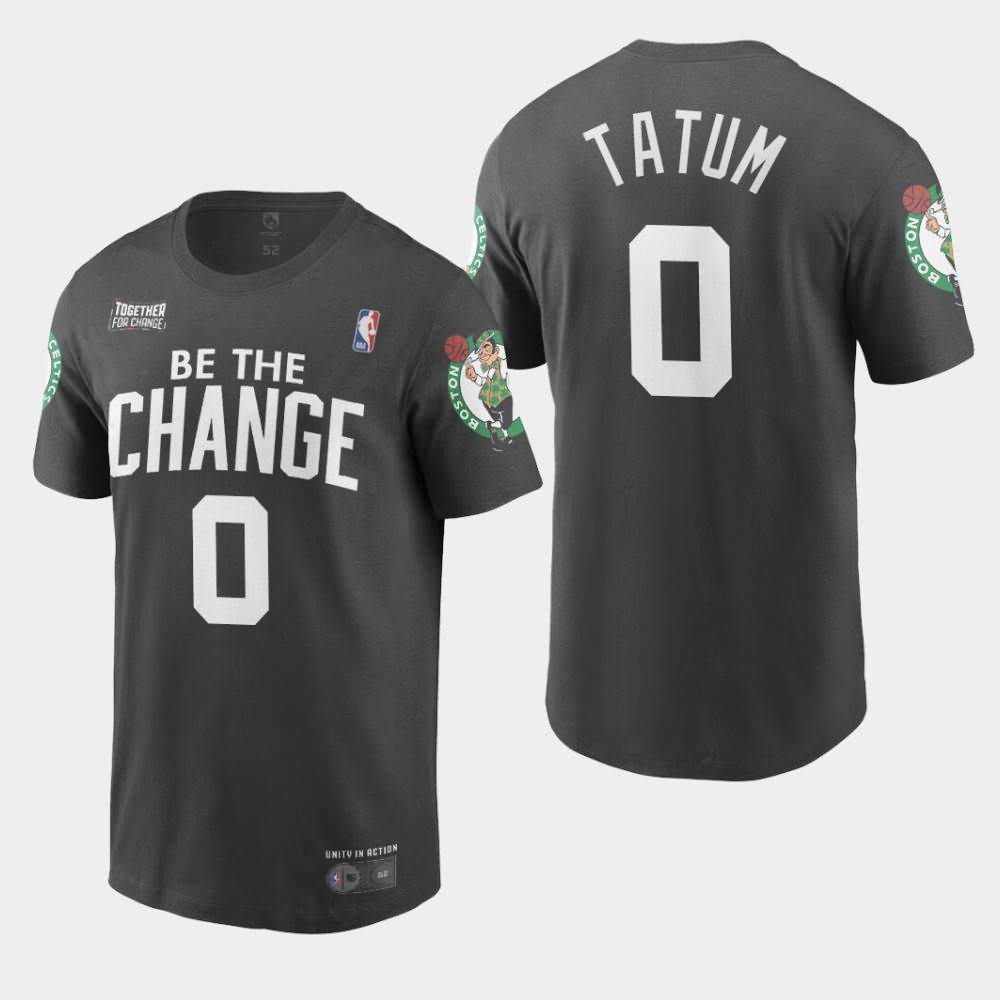 Men's Boston Celtics #0 Jayson Tatum Black Be The Change BLM Statement T-Shirt FBE15E3H
