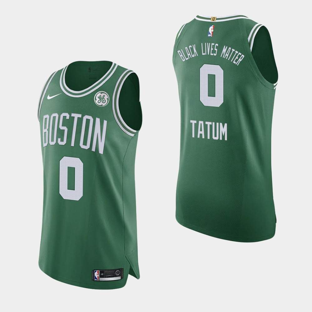 Men's Boston Celtics #0 Jayson Tatum Green Icon GE Patch Black Lives Matter Orlando Return Jersey OTW25E6G