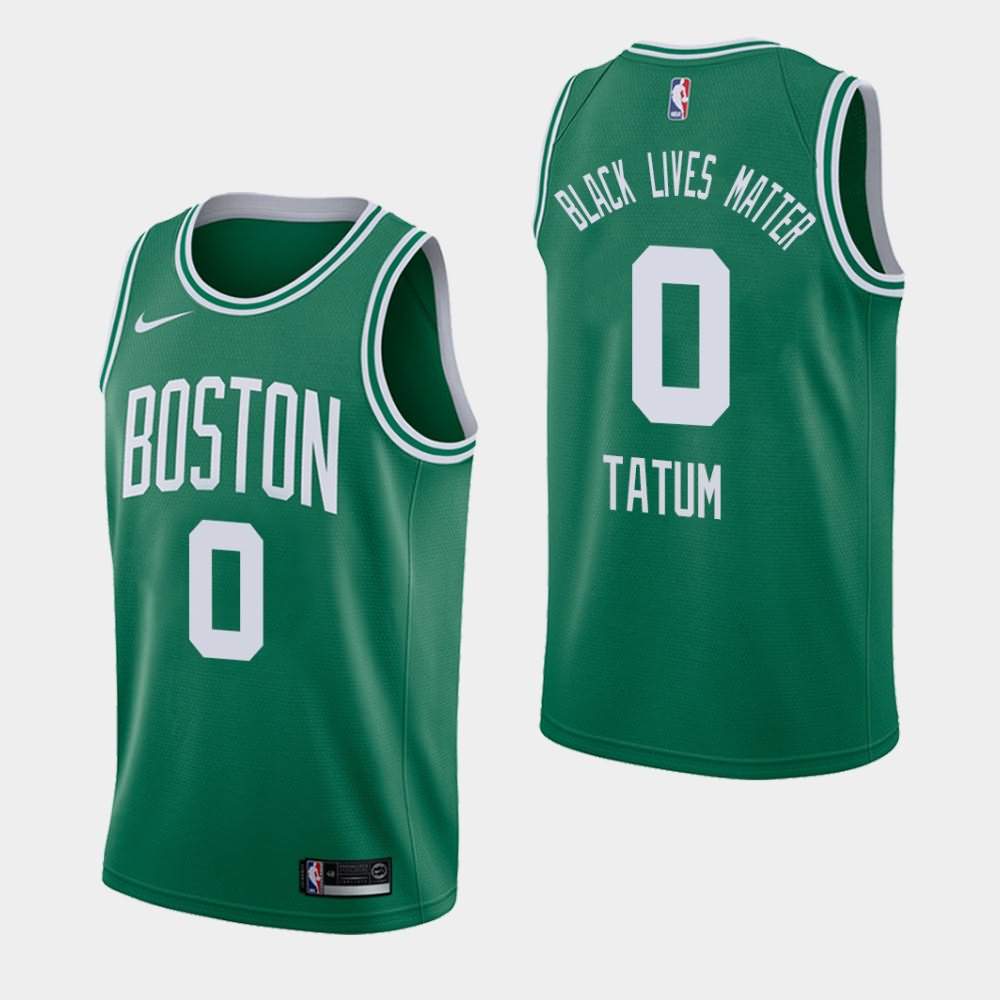 Men's Boston Celtics #0 Jayson Tatum Green Icon Black Lives Matter Orlando Return Jersey WHZ82E7W