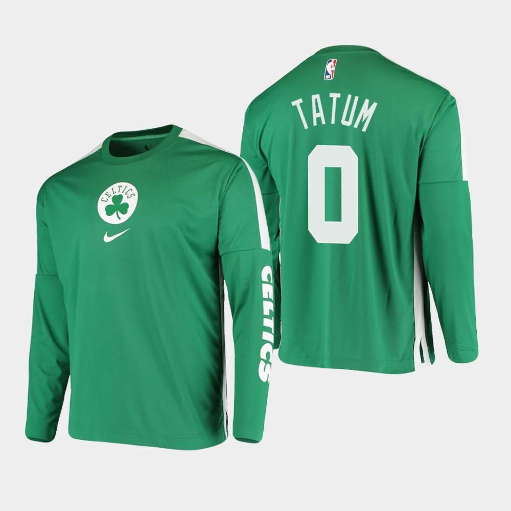 Men's Boston Celtics #0 Jayson Tatum Kelly Green Long Sleeve Shooting Performance T-Shirt IJY40E5U