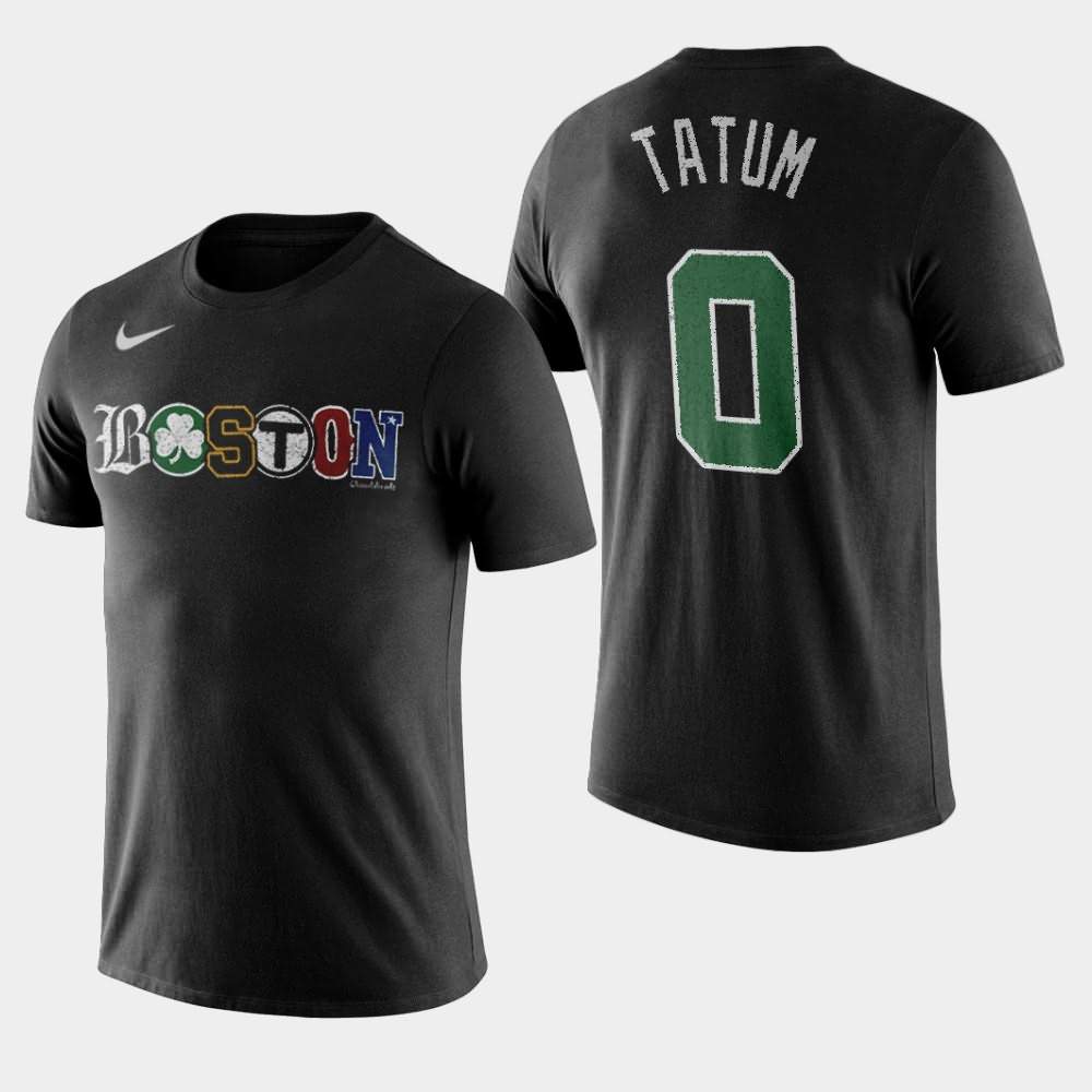 Men's Boston Celtics #0 Jayson Tatum Black Lightweight Townie Pride T-Shirt VKT32E4R