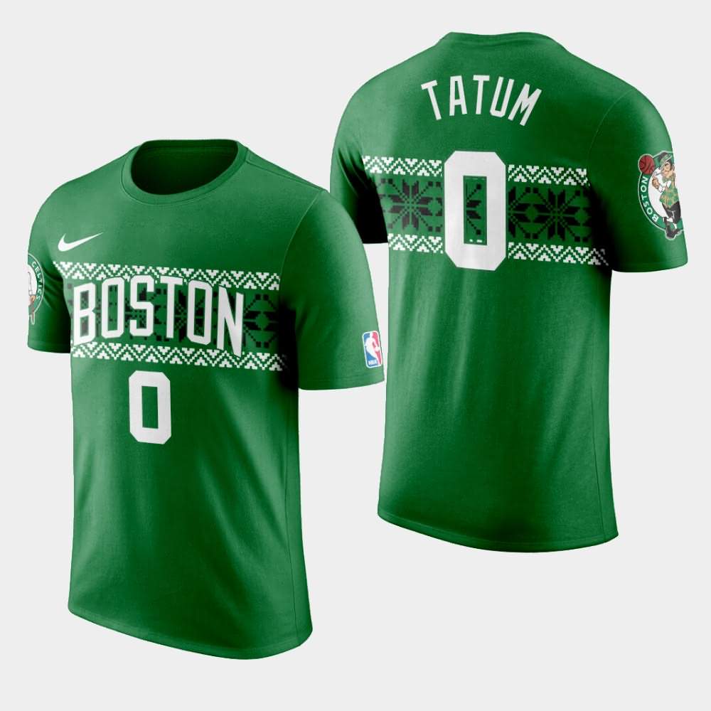 Men's Boston Celtics #0 Jayson Tatum Kelly Green Ugly Christmas T-Shirt RCS61E3D