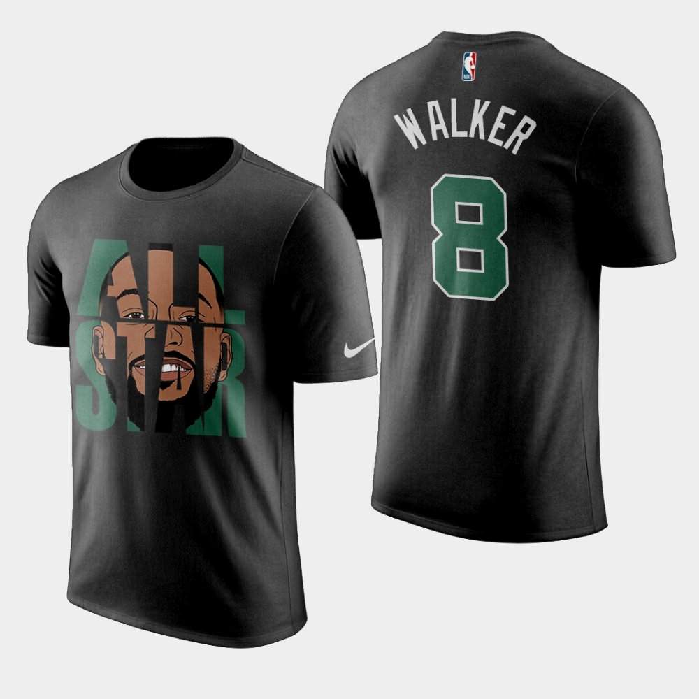 Men's Boston Celtics #8 Kemba Walker Black All-Star Face T-Shirt BCO64E7K