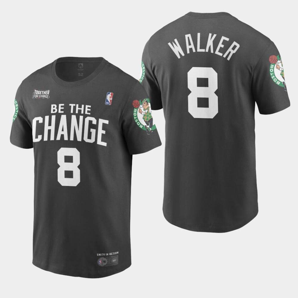 Men's Boston Celtics #8 Kemba Walker Black Be The Change BLM Statement T-Shirt GXA35E1D