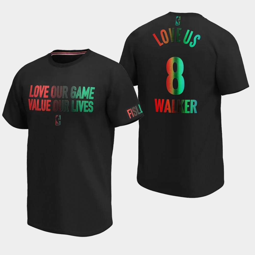 Men's Boston Celtics #8 Kemba Walker Black Love Our Game Value our Lives Love Us Social Justice T-Shirt GVU03E8A