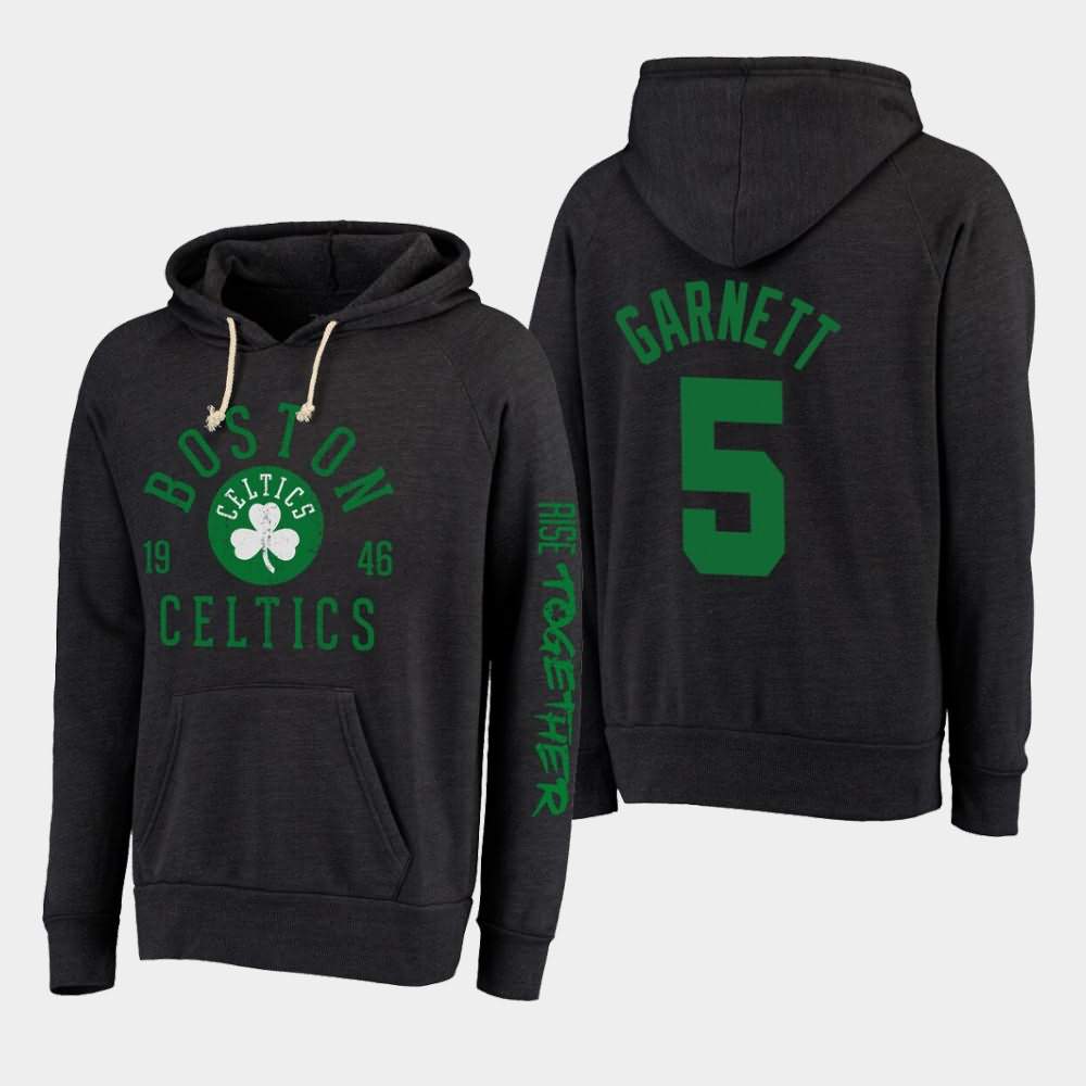 Men's Boston Celtics #5 Kevin Garnett Black Threads Tri-Blend Rise Together Hoodie HPR13E2O