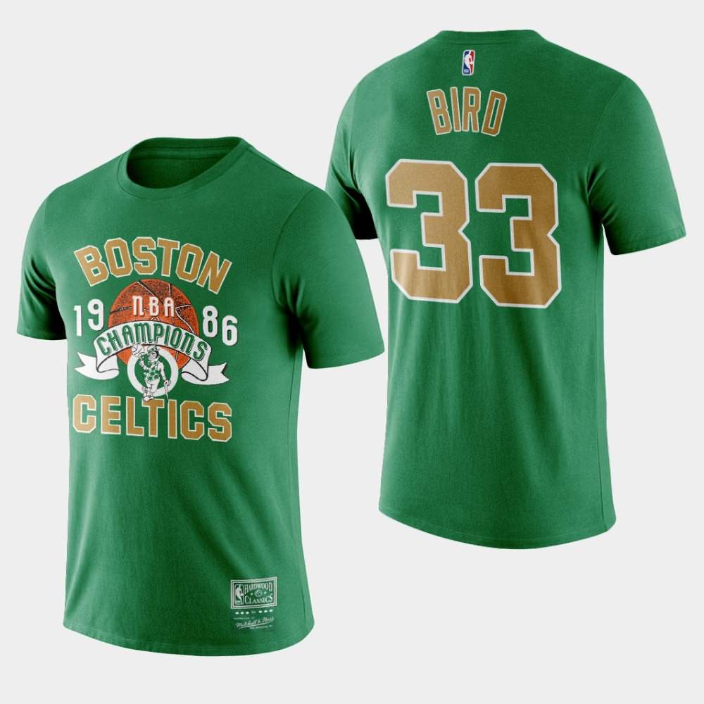 Men's Boston Celtics #33 Larry Bird Green 34th Anniversary 1986 Finals Championship T-Shirt PGP15E0B