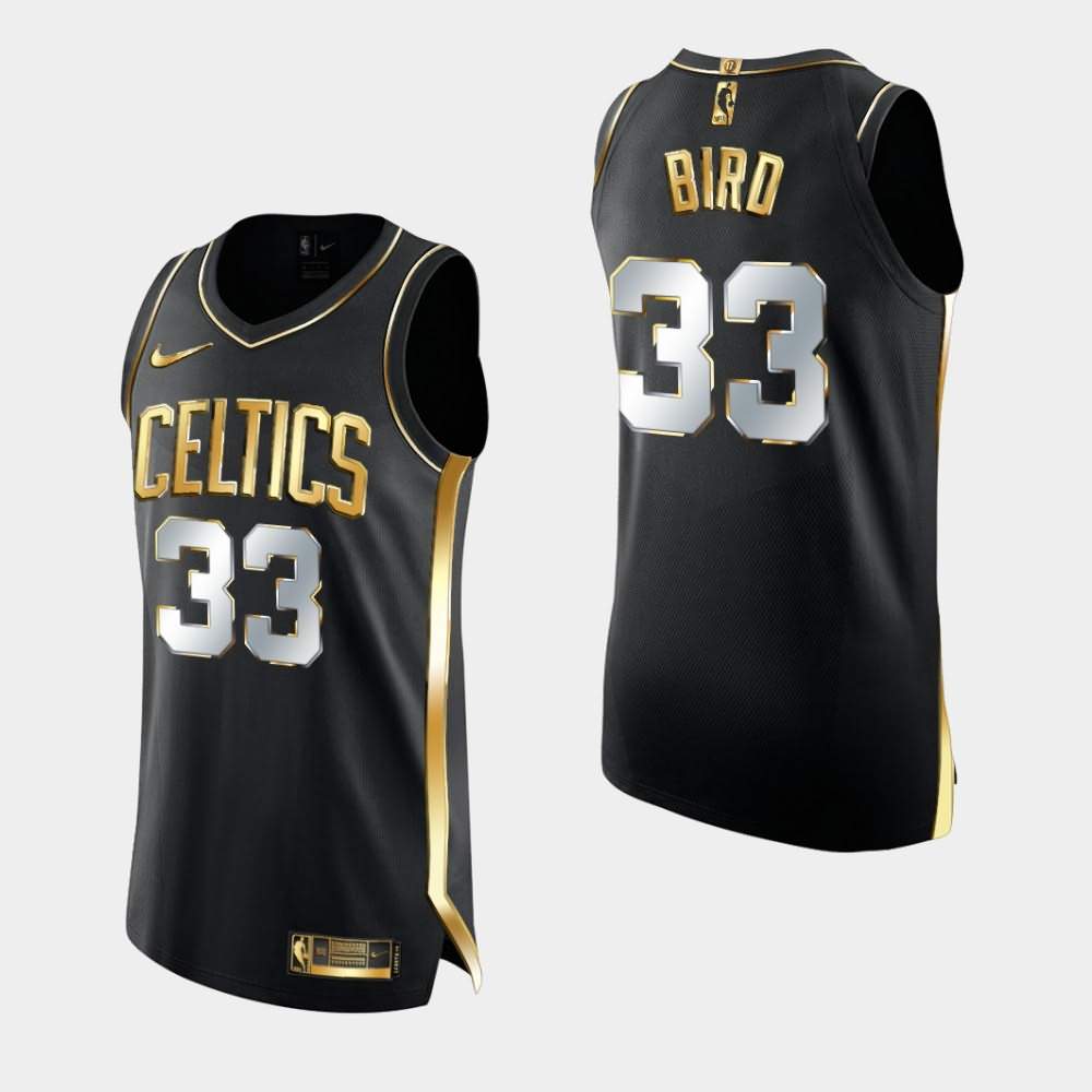 Men's Boston Celtics #33 Larry Bird Black Limited Edition Authentic Golden Jersey WIE57E7R