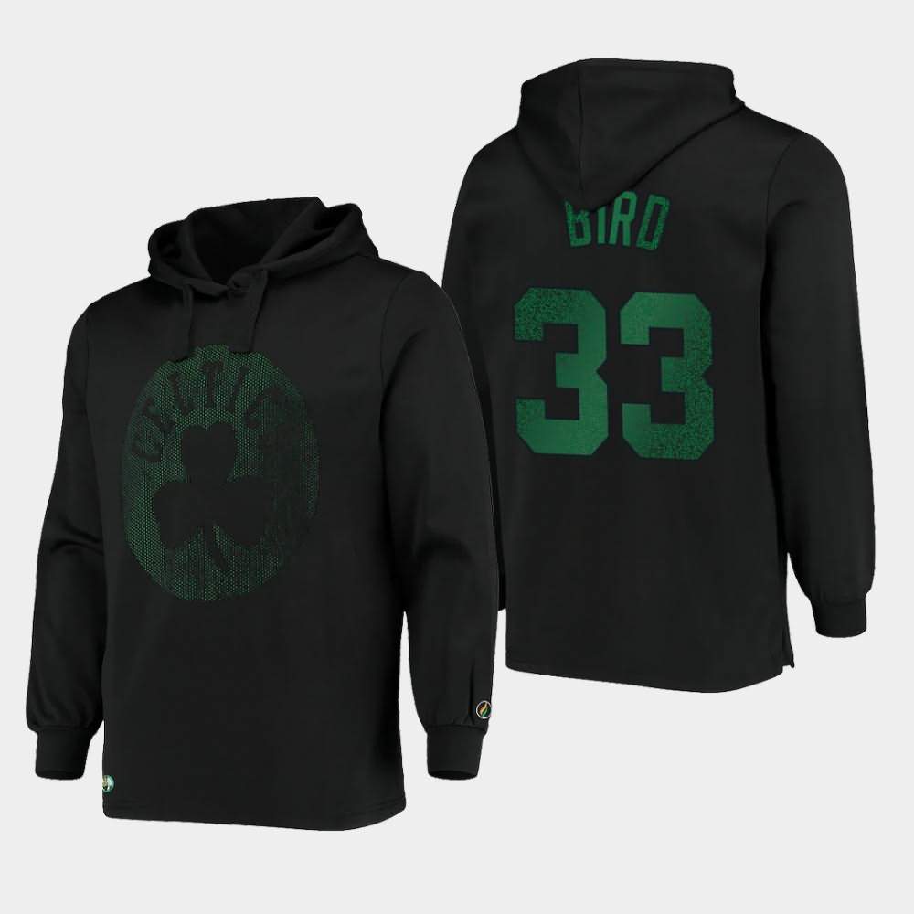 Men's Boston Celtics #33 Larry Bird Black Pullover Contrast Perforated Hoodie YDQ41E7B