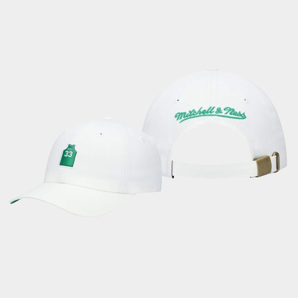 Men's Boston Celtics #33 Larry Bird White Hardwood Classics Tiny Adjustable Hat XXU36E0P