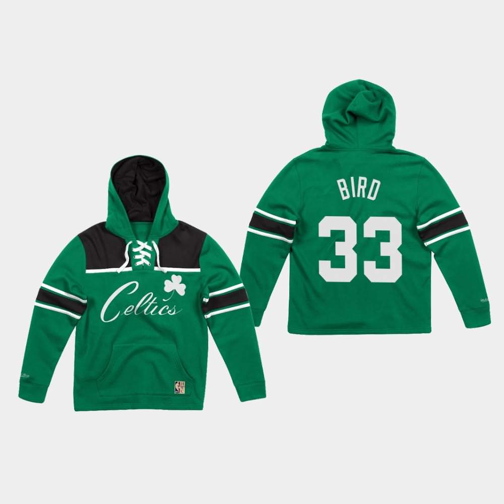 Men's Boston Celtics #33 Larry Bird Green Fleece Hockey Hoodie NCZ47E4K