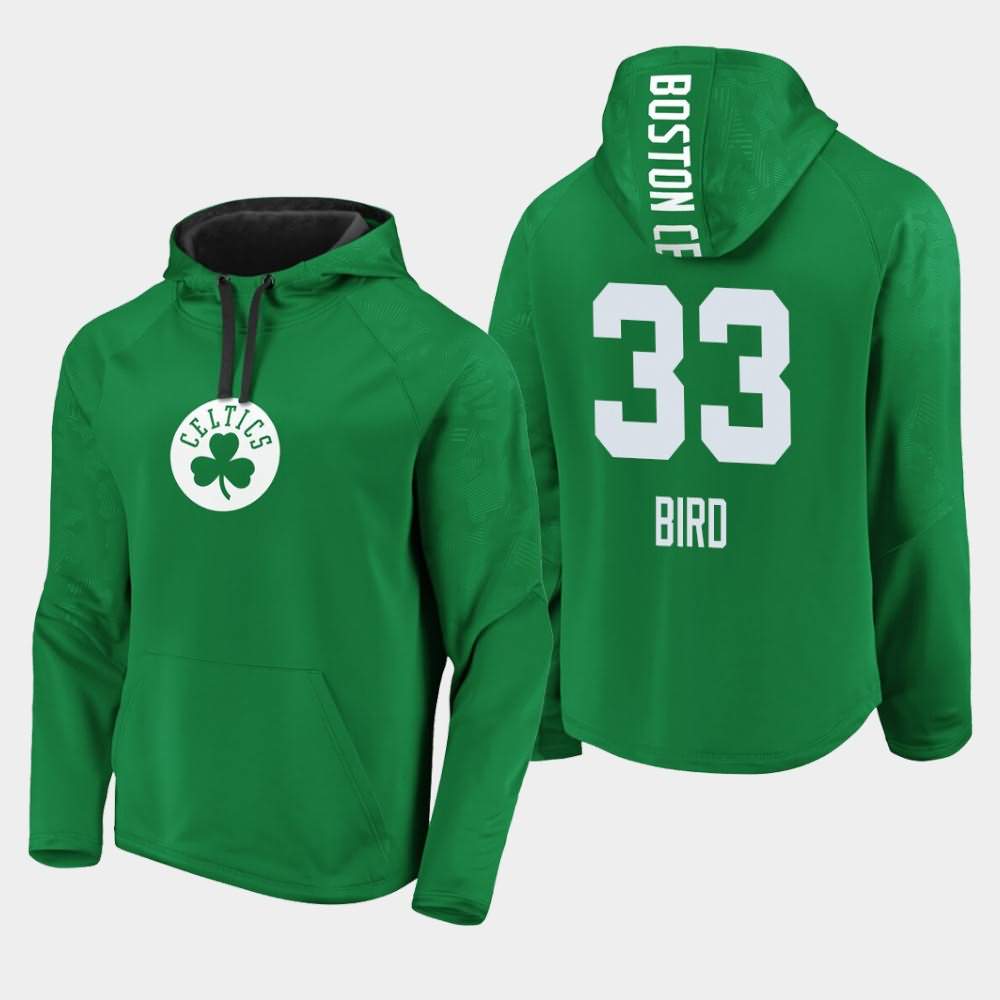 Men's Boston Celtics #33 Larry Bird Kelly Green Defender Performance Primary Logo Iconic Hoodie EME88E6J
