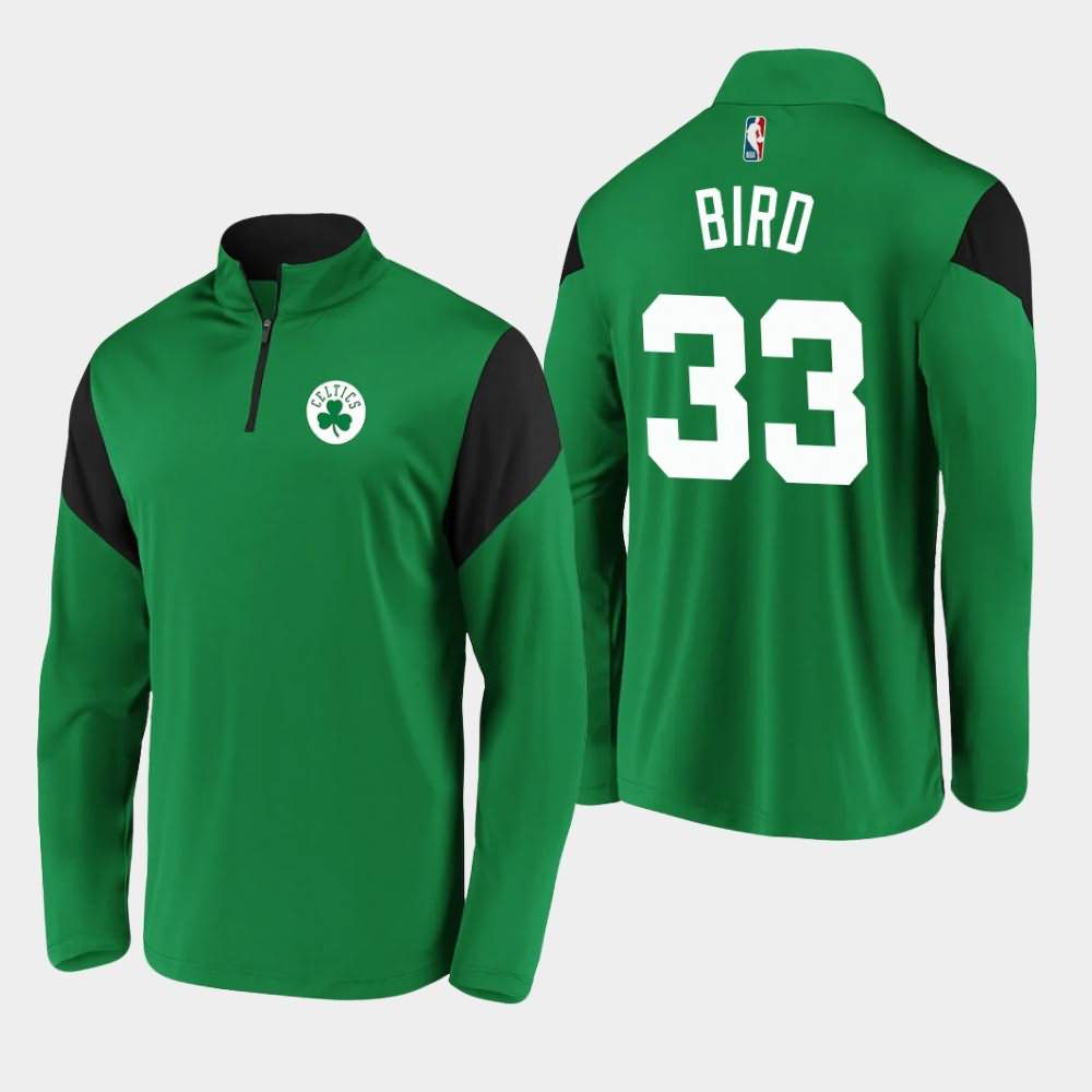 Men's Boston Celtics #33 Larry Bird Kelly Green Color Block Quarter-Zip Primary Logo Jacket CWH73E6V