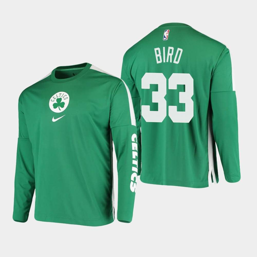 Men's Boston Celtics #33 Larry Bird Kelly Green Long Sleeve Shooting Performance T-Shirt DIZ74E0E