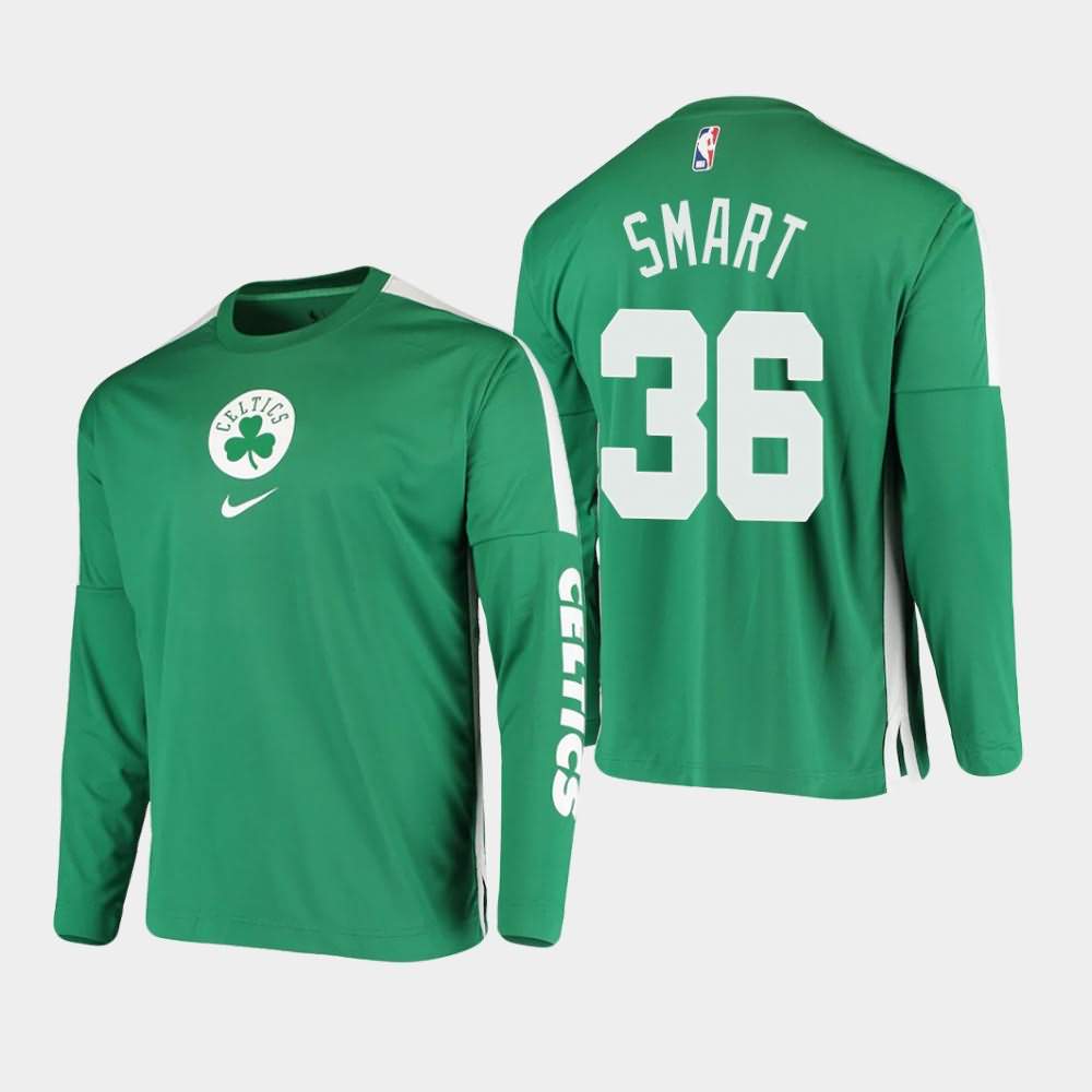 Men's Boston Celtics #36 Marcus Smart Kelly Green Long Sleeve Shooting Performance T-Shirt QOG73E3L