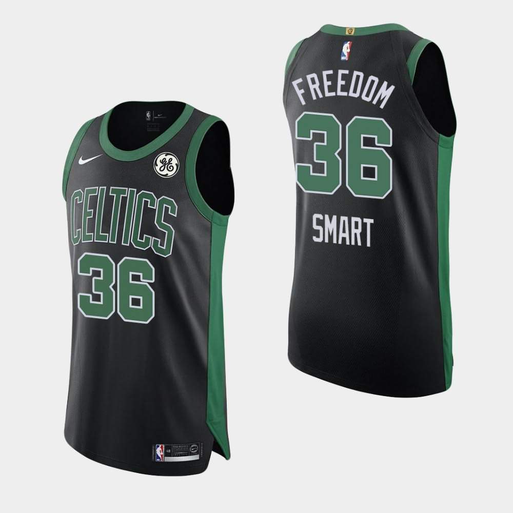 Men's Boston Celtics #36 Marcus Smart Black Statement GE Patch Freedom Orlando Return Jersey AJA82E4W