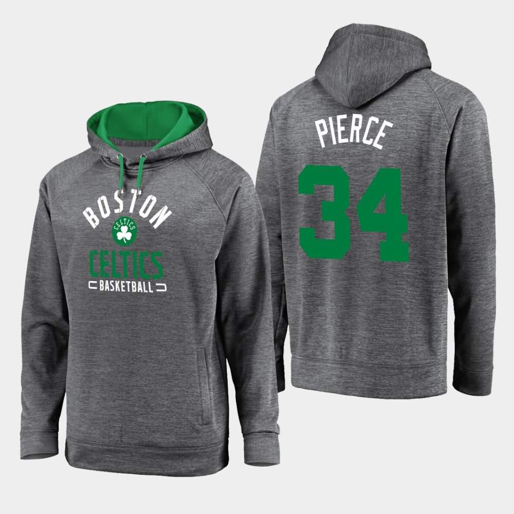 Men's Boston Celtics #34 Paul Pierce Gray Raglan Pullover Battle Charged Hoodie ULL50E8P