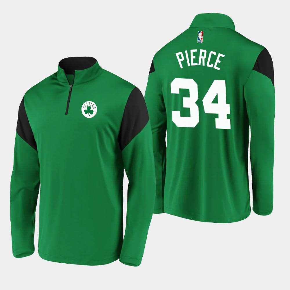 Men's Boston Celtics #34 Paul Pierce Kelly Green Color Block Quarter-Zip Primary Logo Jacket XRI18E3C