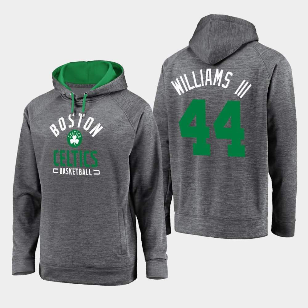 Men's Boston Celtics #44 Robert Williams III Gray Raglan Pullover Battle Charged Hoodie UYT84E7I
