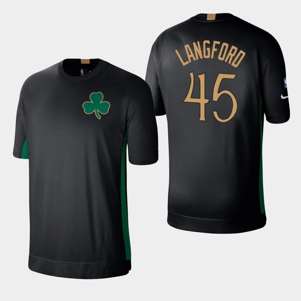 Men's Boston Celtics #45 Romeo Langford Black Kelly Green 2.0 Shooting Performance City T-Shirt DII71E0T