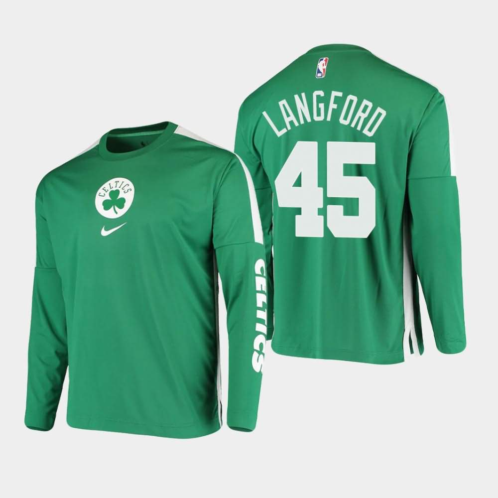 Men's Boston Celtics #45 Romeo Langford Kelly Green Long Sleeve Shooting Performance T-Shirt OBG14E8Z