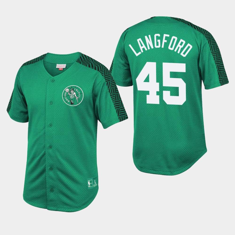Men's Boston Celtics #45 Romeo Langford Kelly Green Mesh Button Front Winning T-Shirt AIE05E4S