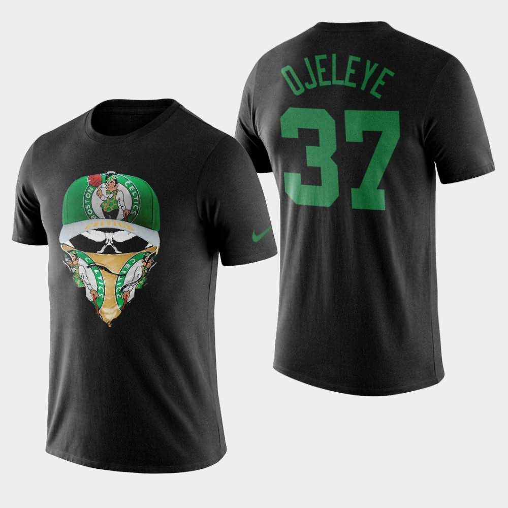 Men's Boston Celtics #37 Semi Ojeleye Black Fuck Covid-19 Skull Mask T-Shirt YIV78E2P