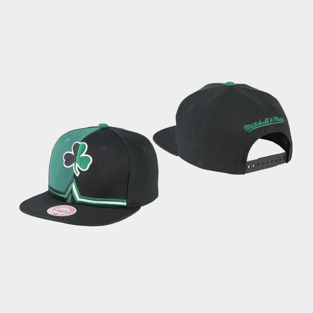 Men's Boston Celtics Black Snapback Shorts Split Hat VKC01E2J